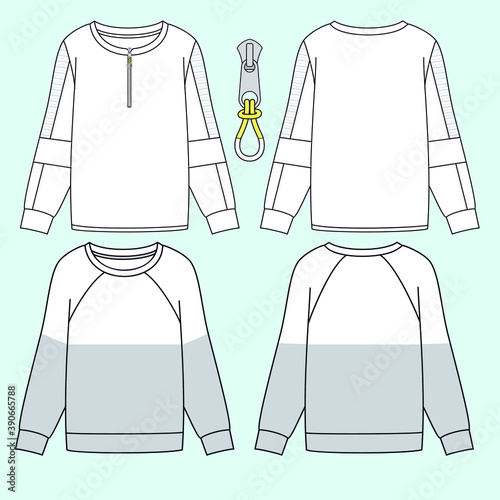 Illustration of silhouettes of sweatshirts with different variants for fashion either winter or summer