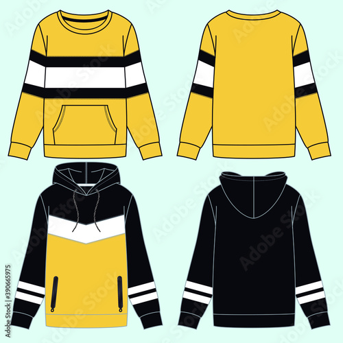 Illustration of silhouettes of sweatshirts with different variants for fashion either winter or summer