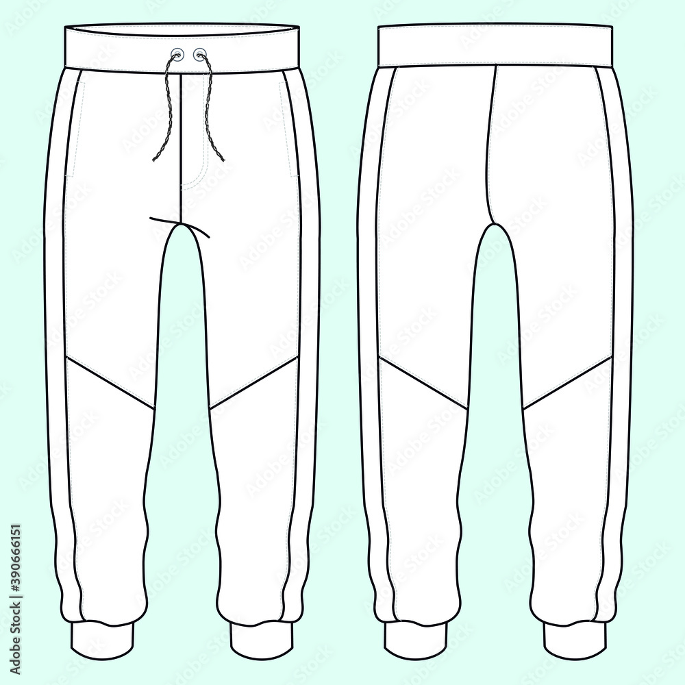 Vector illustration of cargo pants. Front and back views
