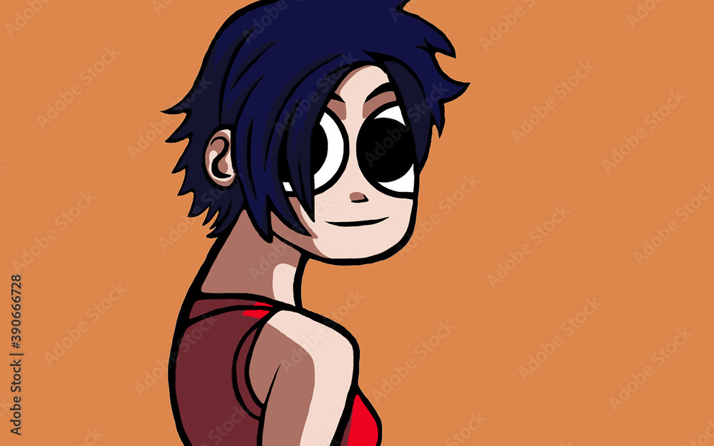 Girl with hair in Scott Pilgrim style Girl with hair in Scott Pilgrim style