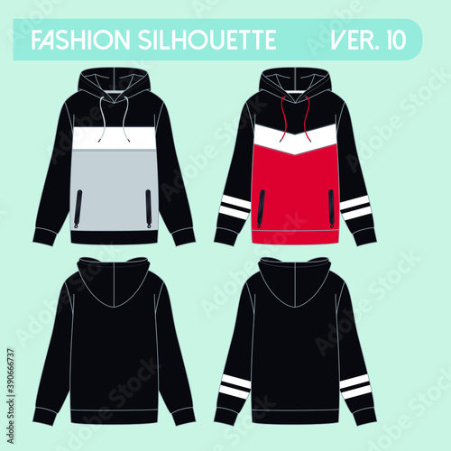 Illustration of silhouettes of sweatshirts with different variants for fashion either winter or summer