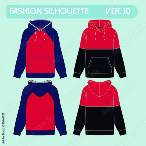 Illustration of silhouettes of sweatshirts with different variants for fashion either winter or summer