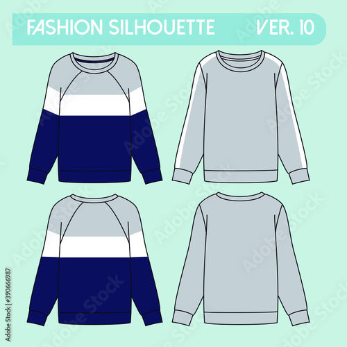 Illustration of silhouettes of sweatshirts with different variants for fashion either winter or summer