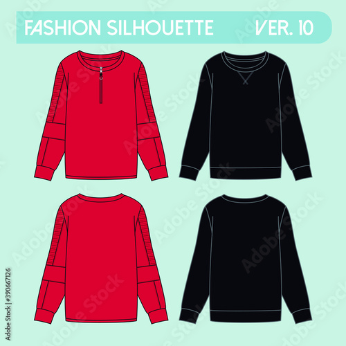 Illustration of silhouettes of sweatshirts with different variants for fashion either winter or summer