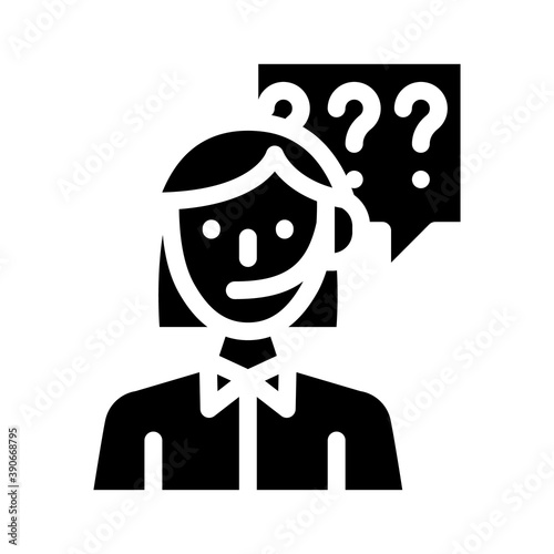 consultant, calling support woman job glyph icon vector illustration