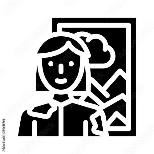 artist woman job glyph icon vector illustration