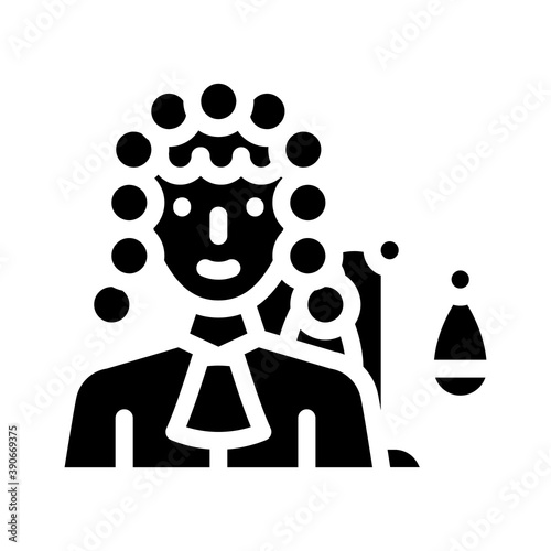 judge woman job glyph icon vector illustration