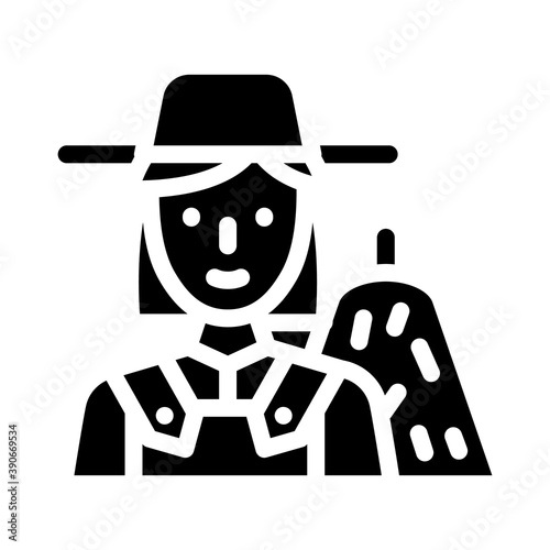 farmer woman job glyph icon vector illustration