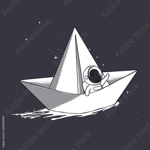 astronaut on paper boat