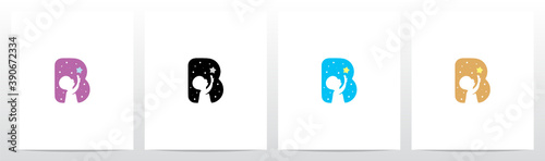 Child Reaching Star Letter Logo Design B