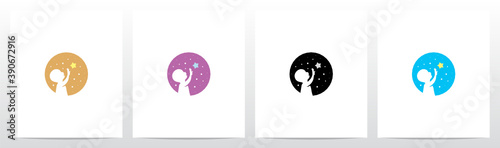 Child Reaching Star Letter Logo Design O