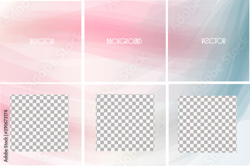 Set of vector abstract background with copy space for text. Design for social media, insta story, card, invitation, feed post. Doodle style. Instagram square flyer banner