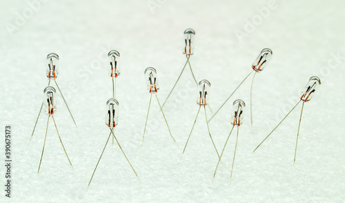 Set of many sub miniature light bulbs. Mini or Micro Bulb. minimal abstract image photo