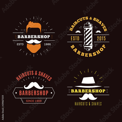 Barbershop simple minimalist logo design on dark background
