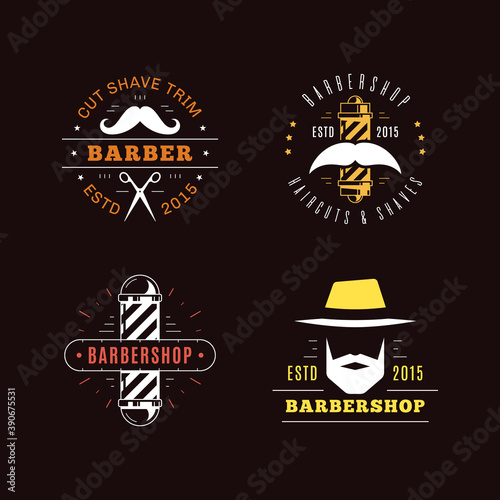 Barbershop simple minimalist logo design on dark background