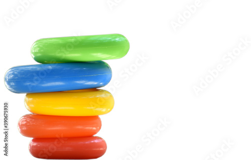 Stack of piles arranged in a zig-zag pattern in a white background.