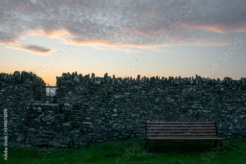 Vibrant Sunrise at Ancient Wall, Ireland