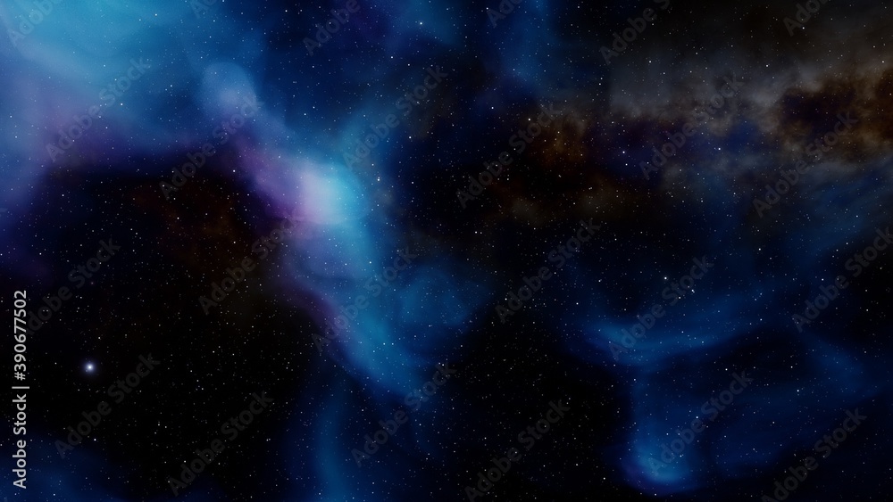 Fototapeta premium Bright galaxy nebula in cosmos 3d render