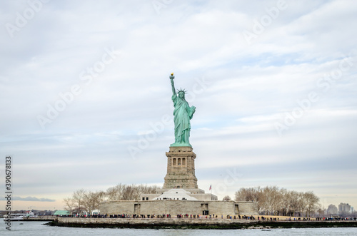 Low Angle View of Statue of Liberty Enlightening the World. Liberty Island, Manhattan, New York City, USA
