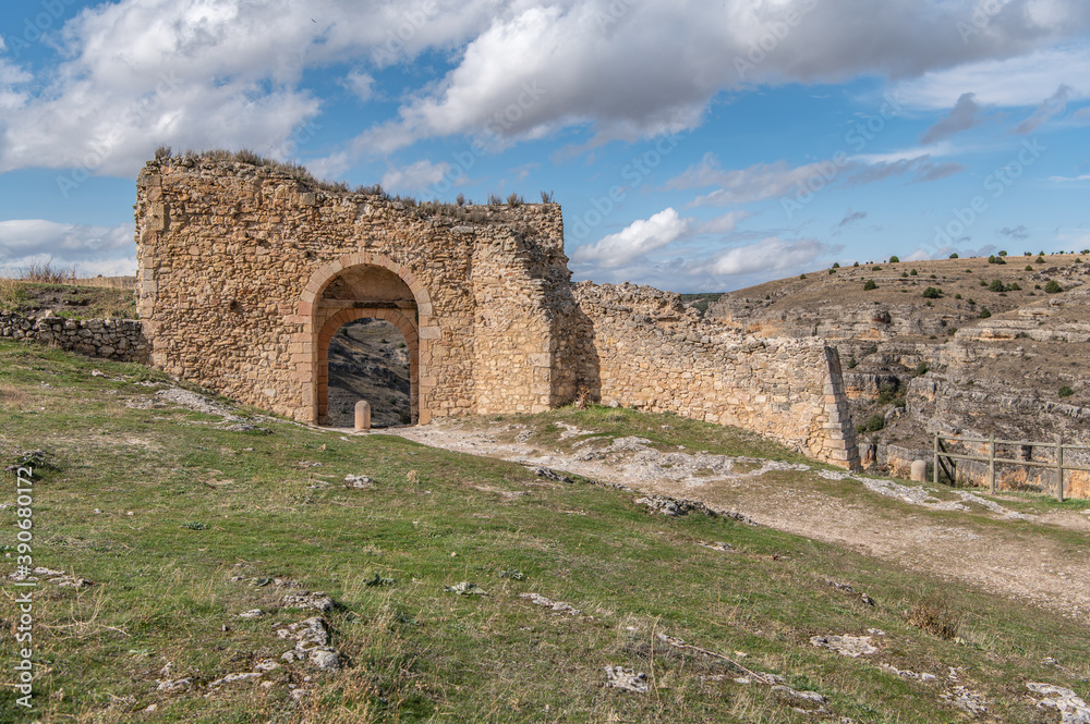 Ancient ruins of the medieval wall gate of Sepúlveda in the province of Segovia (Spain)