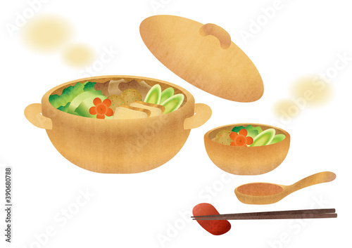 一人前の寄せ鍋の素材イラスト
