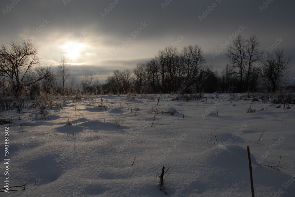 Winter snowy landscape in the Ukrainian village Winter snowy landscape in the Ukrainian village