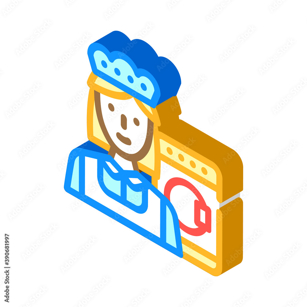 housekeeper woman job isometric icon vector illustration