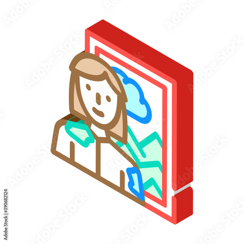 artist woman job isometric icon vector illustration