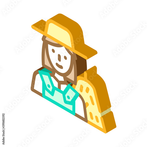 farmer woman job isometric icon vector illustration