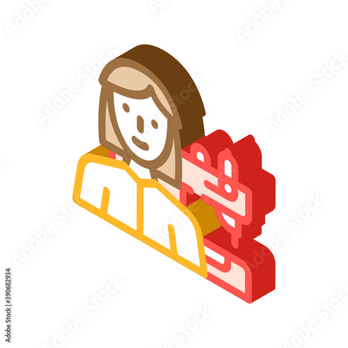 seamstress woman job isometric icon vector illustration