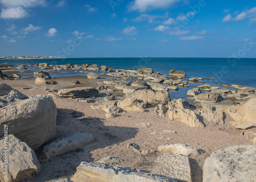Boulders of rocks lying on ...