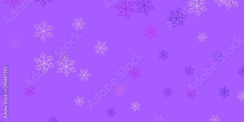 Light blue  red vector doodle template with flowers.