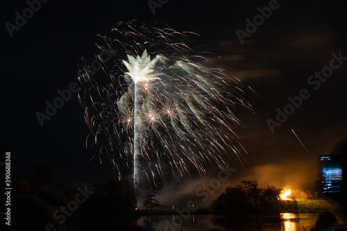 Long exposure of fireworks at Sherborne castle in Dorset photo