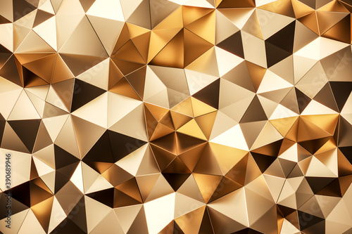 Golden background triangles 3D