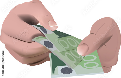 hands of banker counting currency