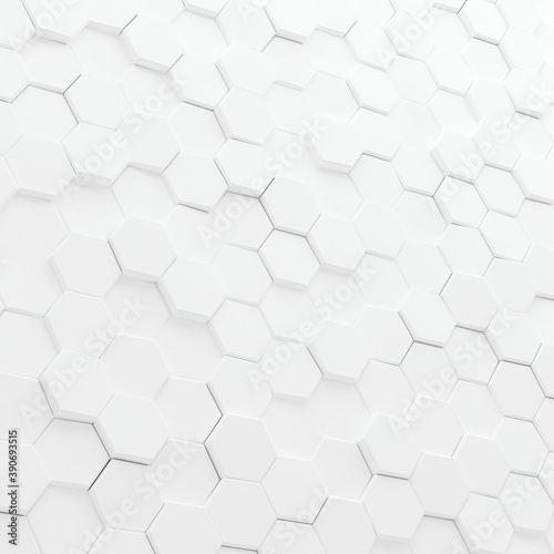 Fototapeta Naklejka Na Ścianę i Meble -  Abstract white hexagons background. 3D render