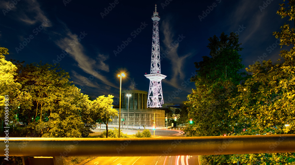 The Berlin radio tower at night