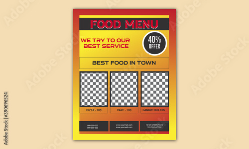 Unique restaurant menu flyer template