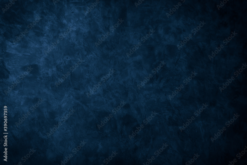 Beautiful Abstract Grunge Decorative Navy Blue Dark Stucco Wall Background. Art Rough Stylized Texture Banner With Space For Text