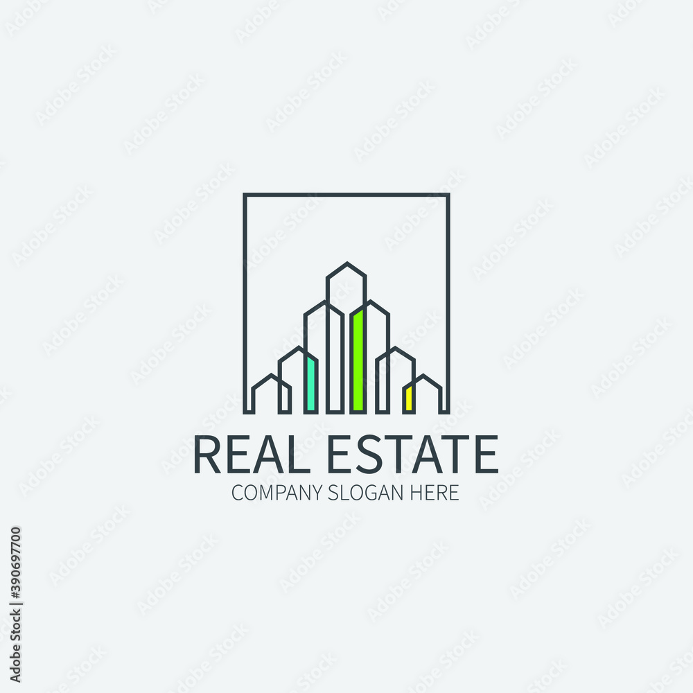 Real Estate, Building and Construction Logo Vector Design Real Estate, Building and Construction Logo Vector Design