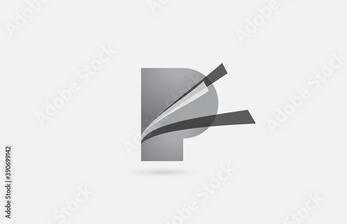 Free Download grey black P alphabet letter logo icon for company. Creative design for business and corporate - GFXLoad