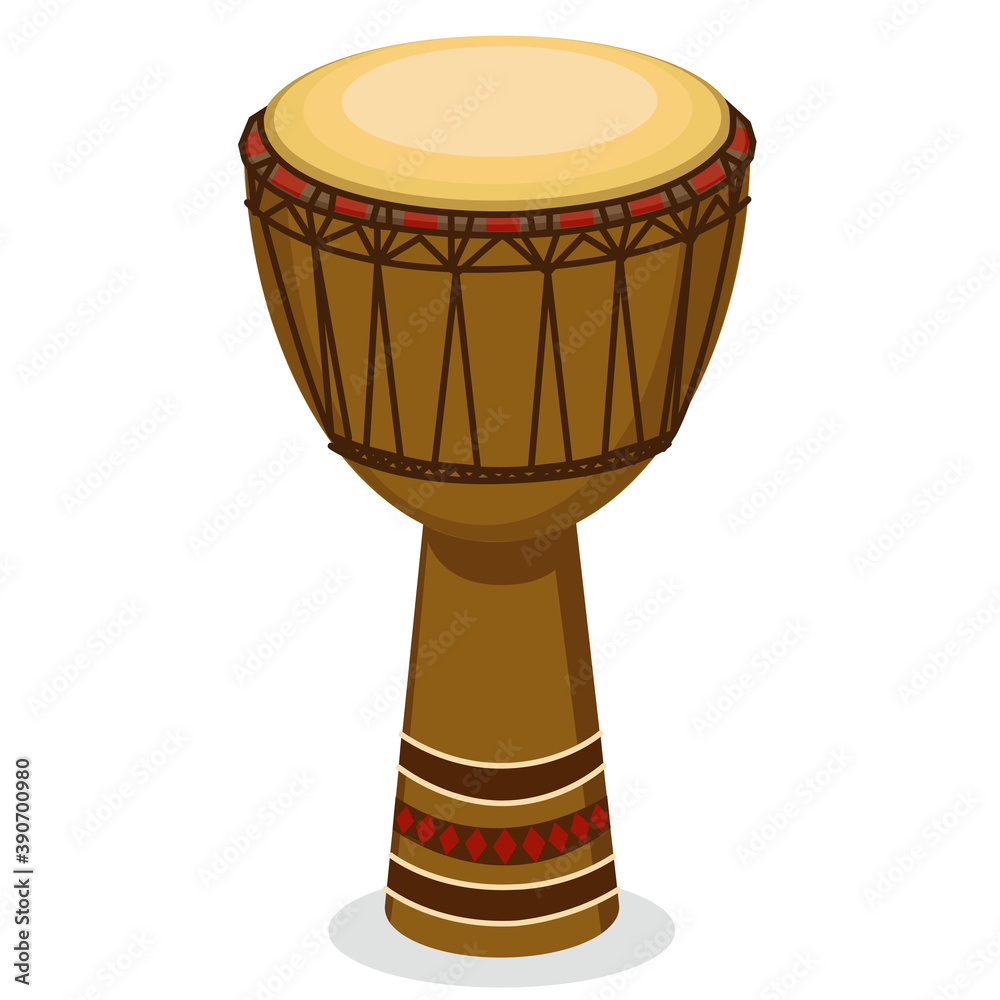 African Djembe drum illustration isolated on white background. Ethnic ...