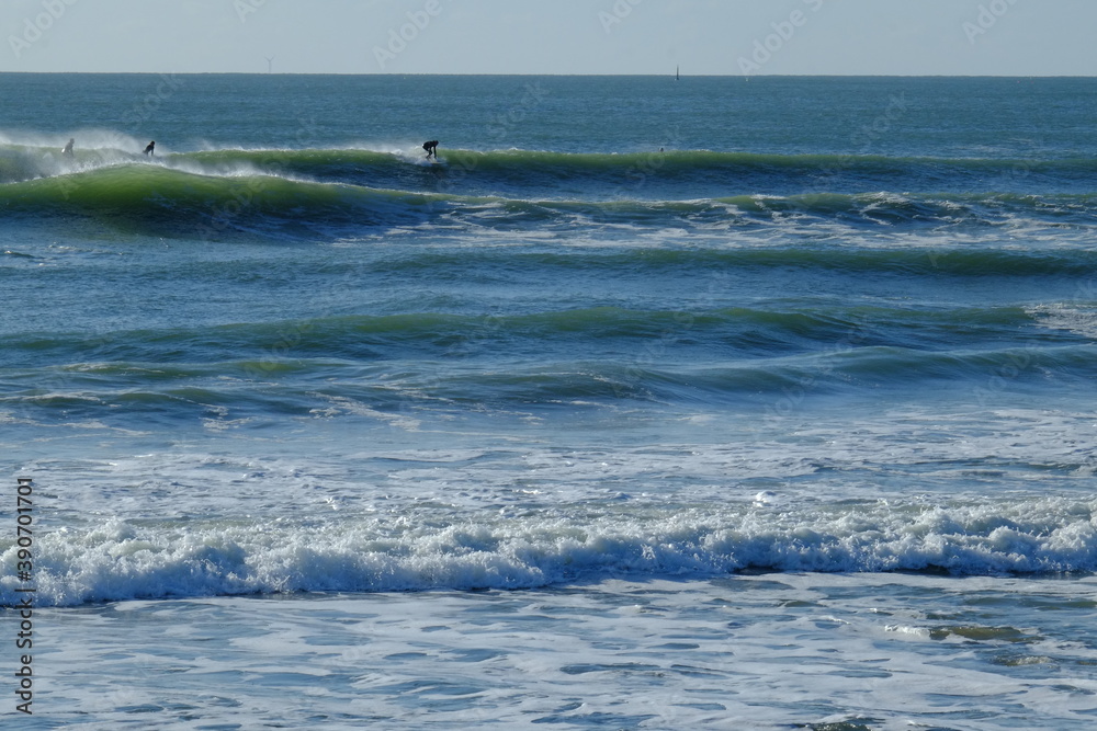An amazing wave during a sunny day of november. The spot of la Govelle in Batz sur mer.