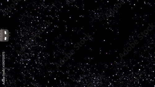 Spaceship flying through space