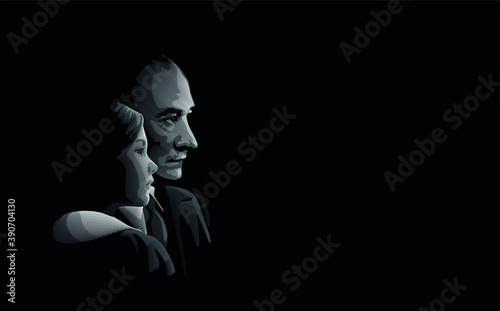 Ataturk and little girl looking away