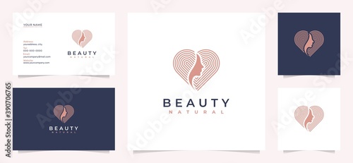 beauty women hair logo design inspiration with business card