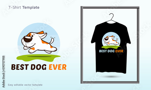 Dog running in golf play ground, dog t shirt design, pet t-shirt template