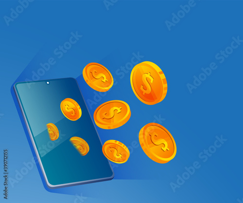 Online money transfer, digital payments with smartphone