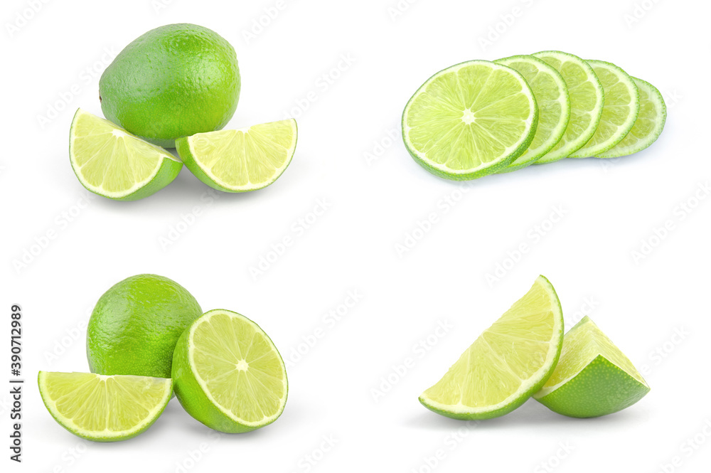 Set of limes isolated on white