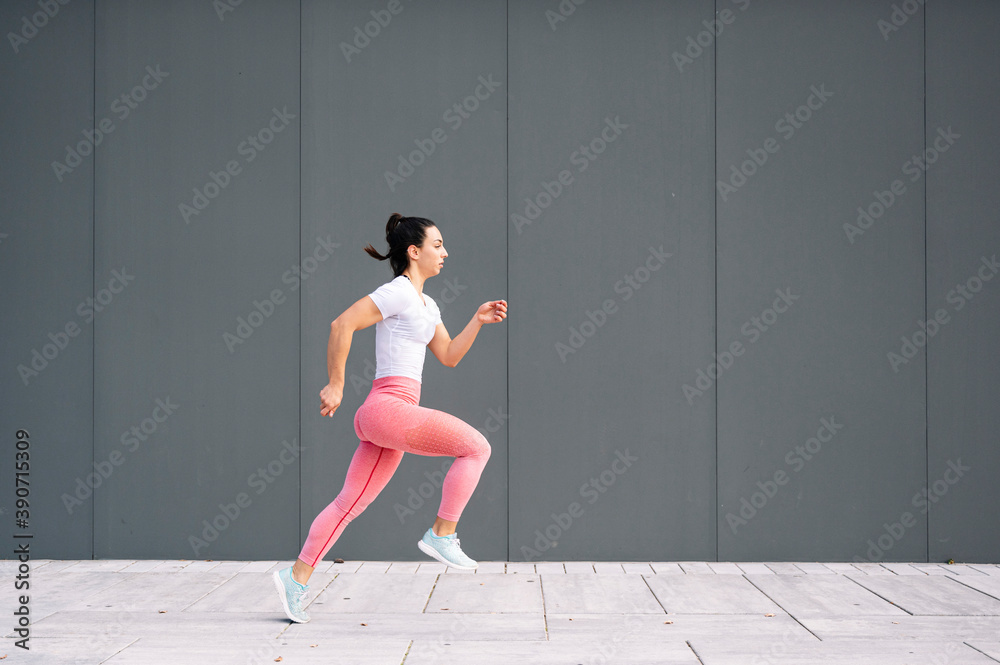 running girl in the street running girl in the street